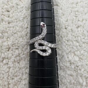 Sterling Silver Snake Ring 925 CZ Pave Wrap Serpent Statement Ring